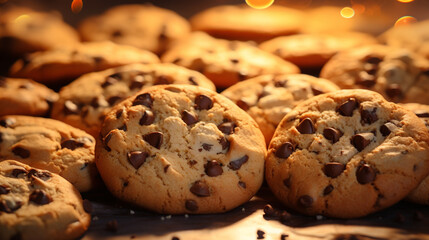 baked cookies with chocolate chip topping