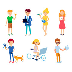 people using technology , vector set 