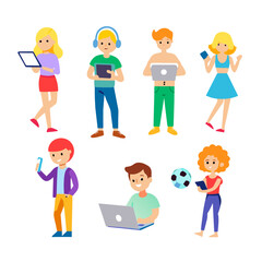 people using technology , vector set 