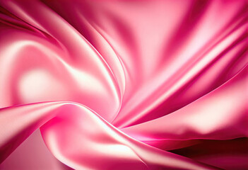 Luxurious pink satin or silk background with folds. bright red color texture of the silk or satin fabric.
