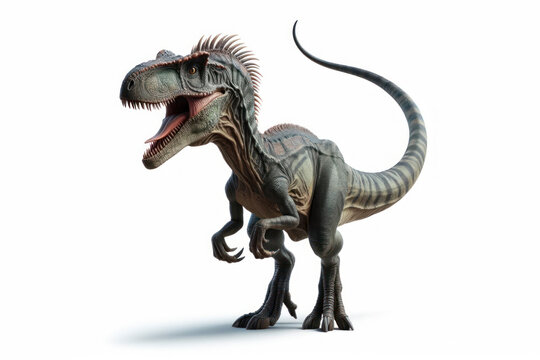 real photo of a Dilophosaurus isolated on solid white background. ai generative