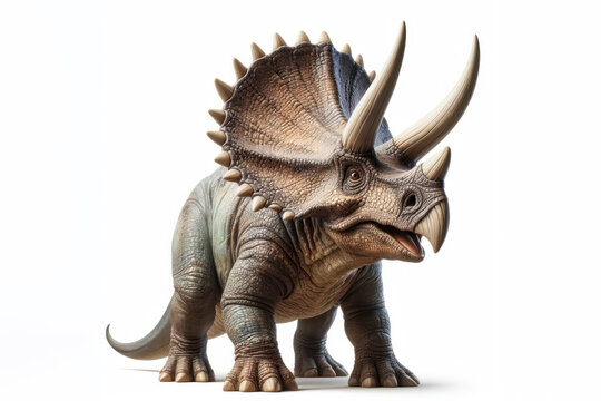 real photo of a Triceratops isolated on solid white background. ai generative