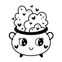 Obraz premium Black and white Valentines clipart. Valentines Day clipart in cartoon flat style. Vector illustration.