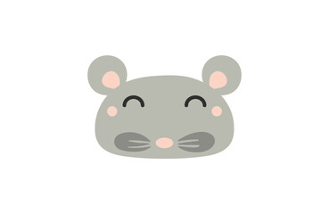 Asian, Chinese zodiac sign, cute cartoon rat face character illustration. Astrology, horoscope. Isolated vector. Flat style design. Traditional Lunar New Year holiday card, poster, banner element