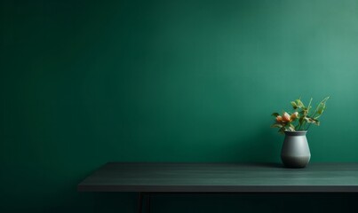 dark green wallpaper with blur and mockup plant , generated by AI
