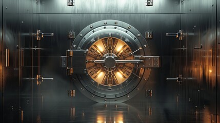 Secure bank vault door - obrazy, fototapety, plakaty