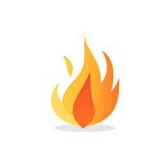 Flat design small orange fire on an absolute white background сreated with Generative Ai