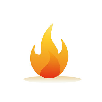 Flat design small orange fire on an absolute white background сreated with Generative Ai