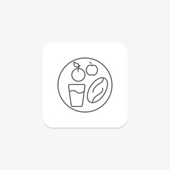 Obraz premium Iftar Plate icon, meal, food, breaking fast, iftar plate evening meal thinline icon, editable vector icon, pixel perfect, illustrator ai file