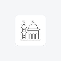 Fototapeta premium Minaret icon, tower, mosque, islamic architecture, minaret mosque tower thinline icon, editable vector icon, pixel perfect, illustrator ai file