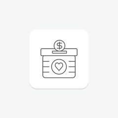 Charity Box icon, donation, giving, donation box, charity box philanthropy thinline icon, editable vector icon, pixel perfect, illustrator ai file
