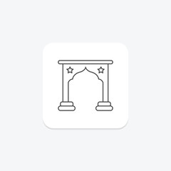 Islamic Door icon, door, architecture, islamic architecture, islamic door architectural feature thinline icon, editable vector icon, pixel perfect, illustrator ai file