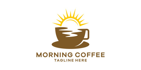 morning coffee logo design, logo design template, symbol idea.