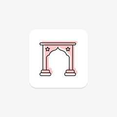 Islamic Door icon, door, architecture, islamic architecture, islamic door architectural feature color shadow thinline icon, editable vector icon, pixel perfect, illustrator ai file