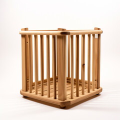 side view of rectangular Wooden Playpen on white background сreated with Generative Ai