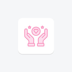 Fototapeta premium Sadaqah Charity icon, charity, giving, sadaqah charity philanthropy, charitable giving duotone line icon, editable vector icon, pixel perfect, illustrator ai file