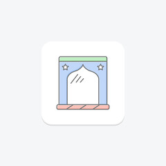 Fototapeta premium Prayer Niche Mihrab icon, mihrab, mosque, islamic architecture, prayer niche mihrab architectural feature lineal color icon, editable vector icon, pixel perfect, illustrator ai file
