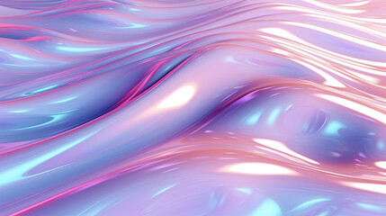 Holographic chrome gradient waves abstract background. - obrazy, fototapety, plakaty