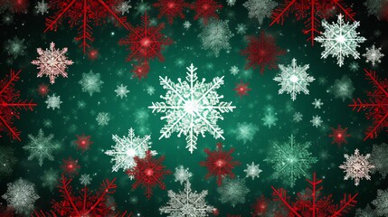 Fototapeta na wymiar snowflake background for christmas with red green and blue, white snowflake abstract