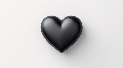 one black matte heart on a white background, on the right side of the picture сreated with Generative Ai