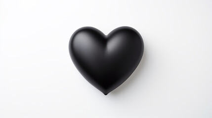 one black matte heart on a white background, on the right side of the picture сreated with Generative Ai