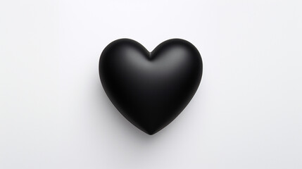 one black matte heart on a white background, on the right side of the picture сreated with Generative Ai