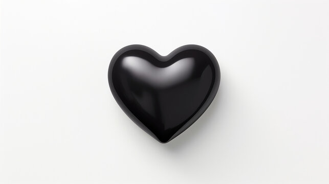 one black matte heart on a white background, on the right side of the picture сreated with Generative Ai