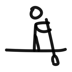 stick figure on a paddle board, simple line art doodle - obrazy, fototapety, plakaty