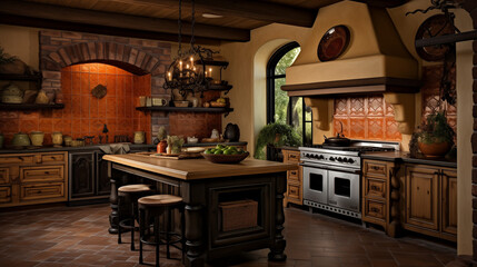 Elegant dining area with a long wooden table, stylish chairs, and ambient lighting 

