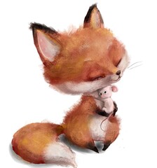 cute little foxy girl with a mice in the hands - 724874989