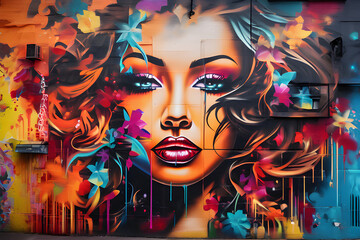Street art graffiti on the wall street artist graffiti artist  spray paint art Ai Generated