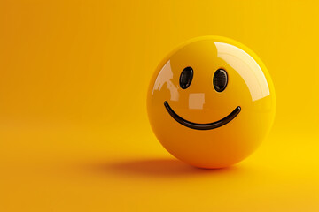 Fototapeta premium Smiling face emoji with the concept of being happy in 3D illustration style on a colorful background