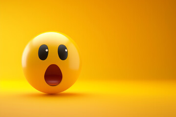 shocked face emoji in 3D illustration style on a colorful background