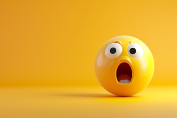 shocked face emoji in 3D illustration style on a colorful background - obrazy, fototapety, plakaty