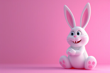 Obraz premium Rabbit in Easter concept in 3D illustration style on a colorful background