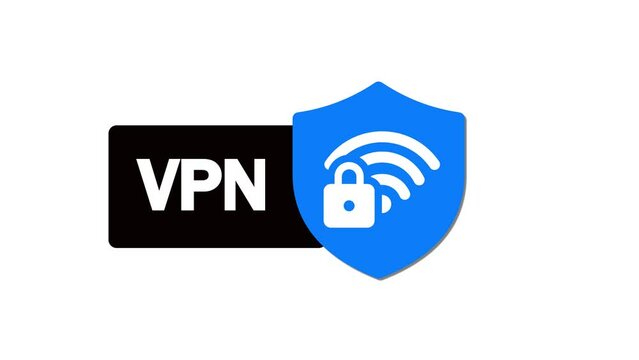 VPN security icon animated on a white background.
