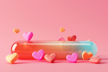 Love gauge in the concept of Valentine Day in 3D illustration style on a colorful background