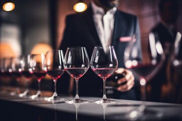 Expert sommelier guides a refined wine tasting amidst a cinematic ambiance