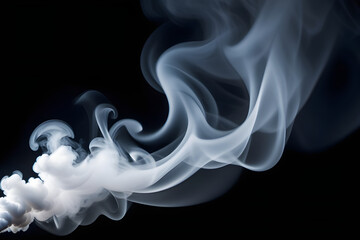 Smoke on black background with a wispy texture and soft focus. Vapor texture.