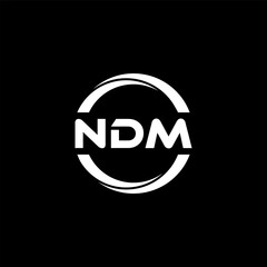 NDM letter logo design with black background in illustrator, cube logo, vector logo, modern alphabet font overlap style. calligraphy designs for logo, Poster, Invitation, etc.