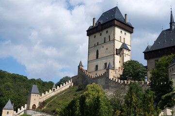 Fototapeta na wymiar Karlštejn Castle (Karlstein). A gothic castle in the Czech Republic. Medieval architecture.