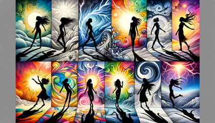 The abstract women colorful background