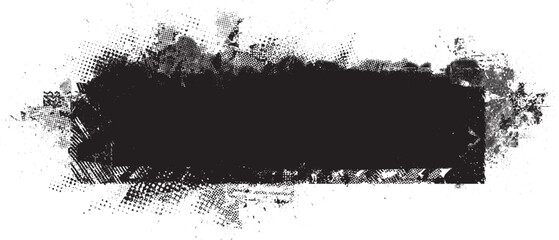 Fototapeta premium Glitch distorted grange shape . Noise grungy logo . Trendy defect error shapes . Glitched frame .Grunge textured . Distressed effect .Vector shapes