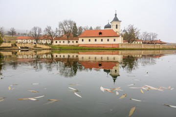 Obraz premium Monastery of Capriana in the Republic of Moldova. Background with selective focus and copy space