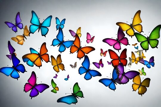 Ornamental multicolored butterflies on a background in the same colours. Seamless tile