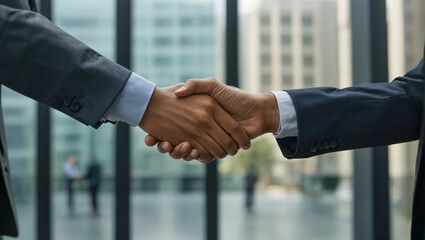 close up of businessmen handshake
