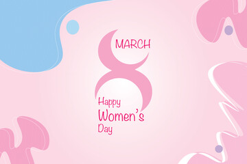  International Women's Day. Banner, flyer for March 8 decorating by paper flowers and hand drawn lettering. Congratulating and wishing happy holiday card for newsletter, brochures, postcards. Vector. 