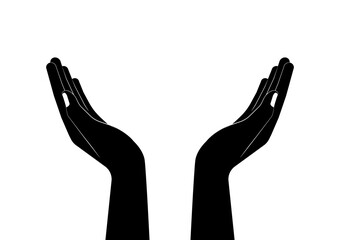 Hand. Gesture of Empty Hand Holding Something Logo Symbol. Vector Illustration.