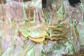 South Korean food. Dried squid