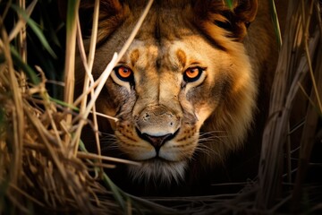 Close up of a lion eyes
